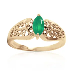 0.2 Carat 14K Solid Yellow Gold Lily Emerald Ring