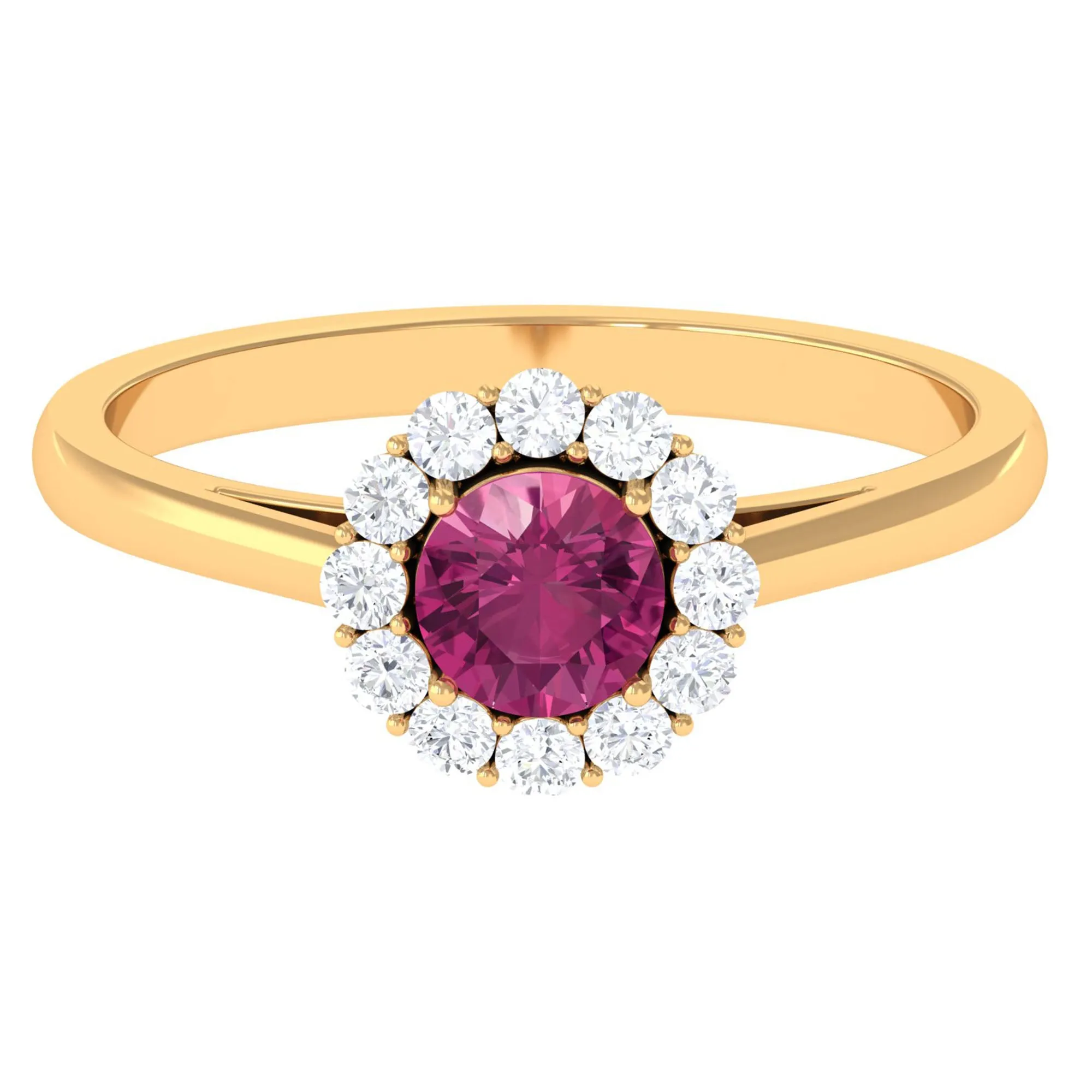 0.75 CT Pink Tourmaline and Diamond Floating Halo Engagement Ring