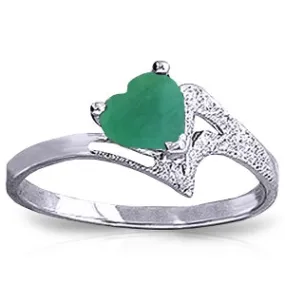 1 Carat 14K Solid White Gold River Thames Emerald Ring