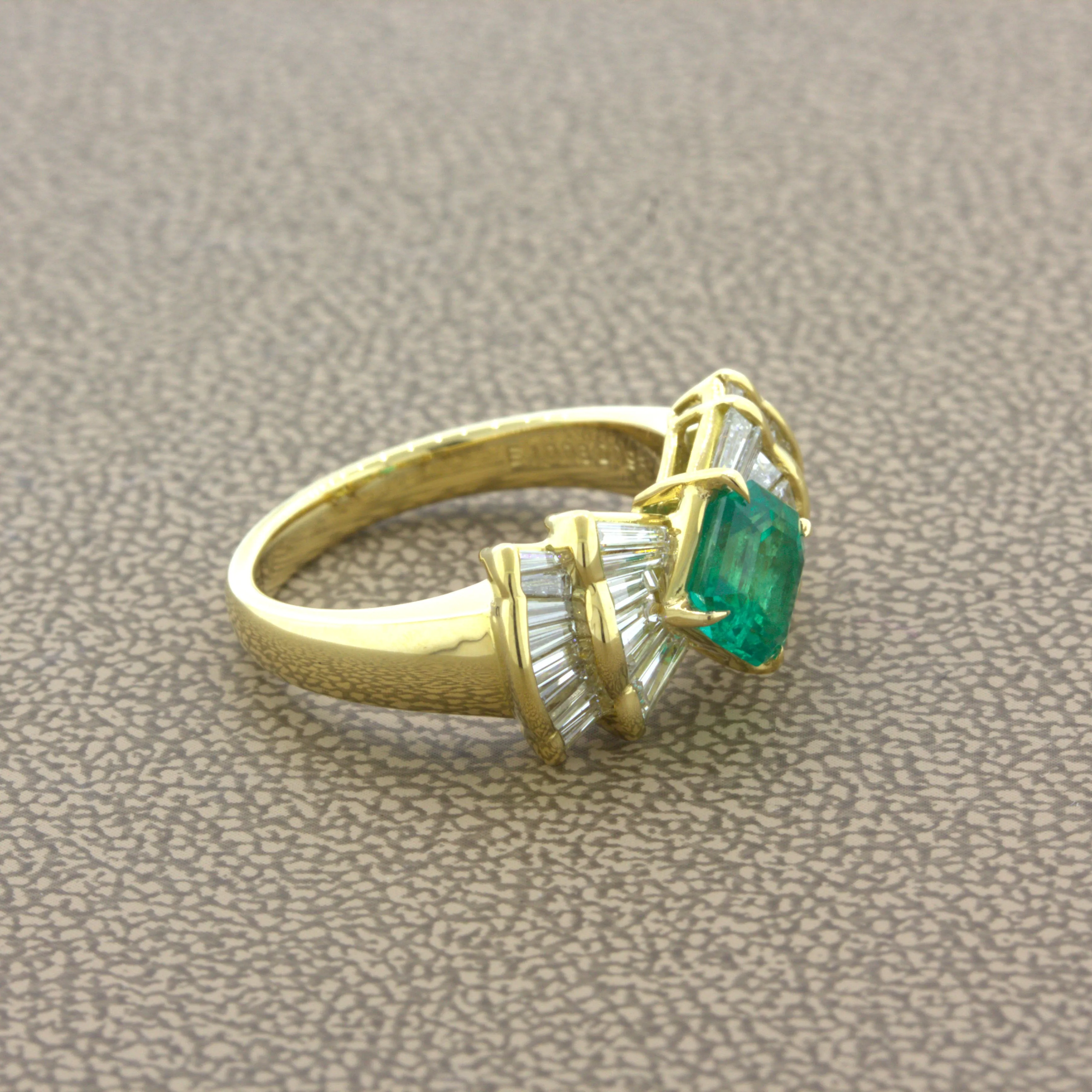 1.00 Carat Gem Emerald Diamond 18K Yellow Gold Ring