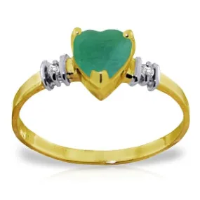 1.03 Carat 14K Solid Yellow Gold Ring Natural Emerald Diamond