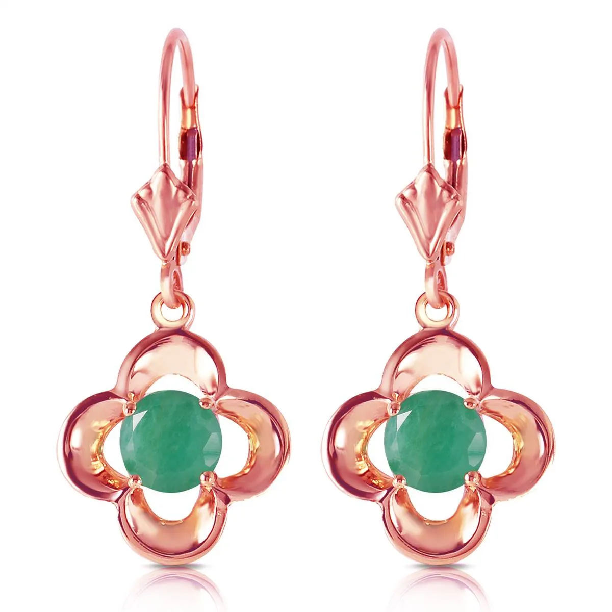 1.1 Carat 14K Solid Rose Gold Emerald Bloom Earrings