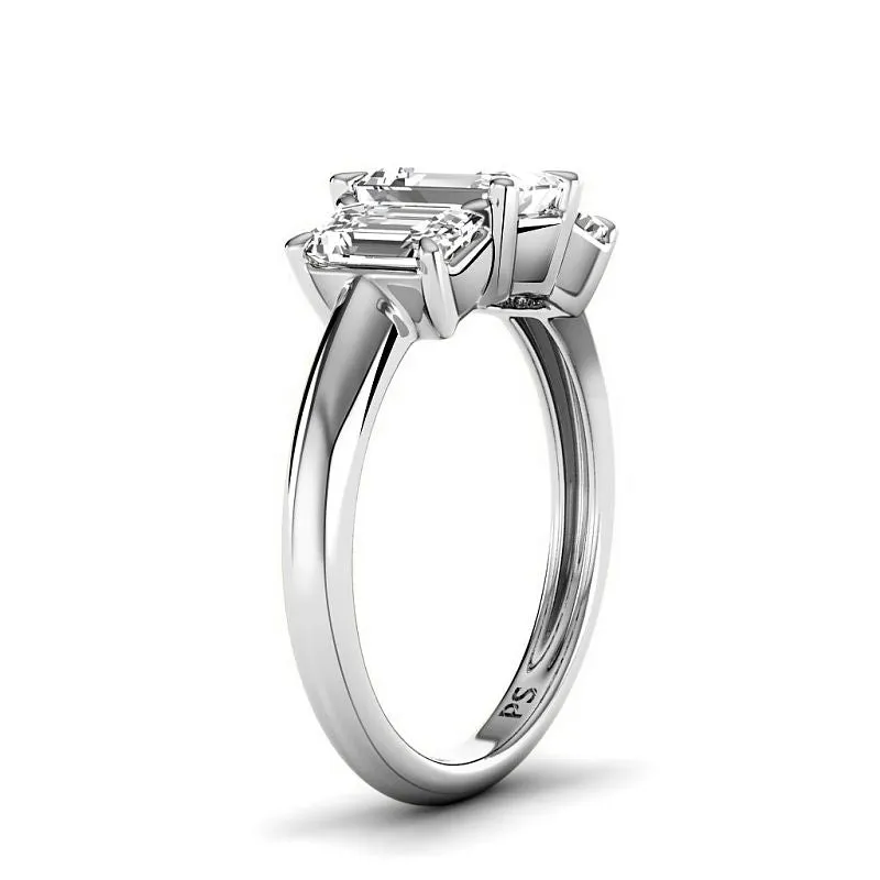 1.10 CT Emerald Cut Diamonds - Three Stone Ring