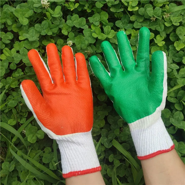 12 Pairs Thickened Rubber Coated Labor Insurance Rubber Gloves(Green)