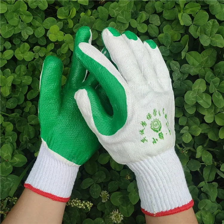 12 Pairs Thickened Rubber Coated Labor Insurance Rubber Gloves(Green)