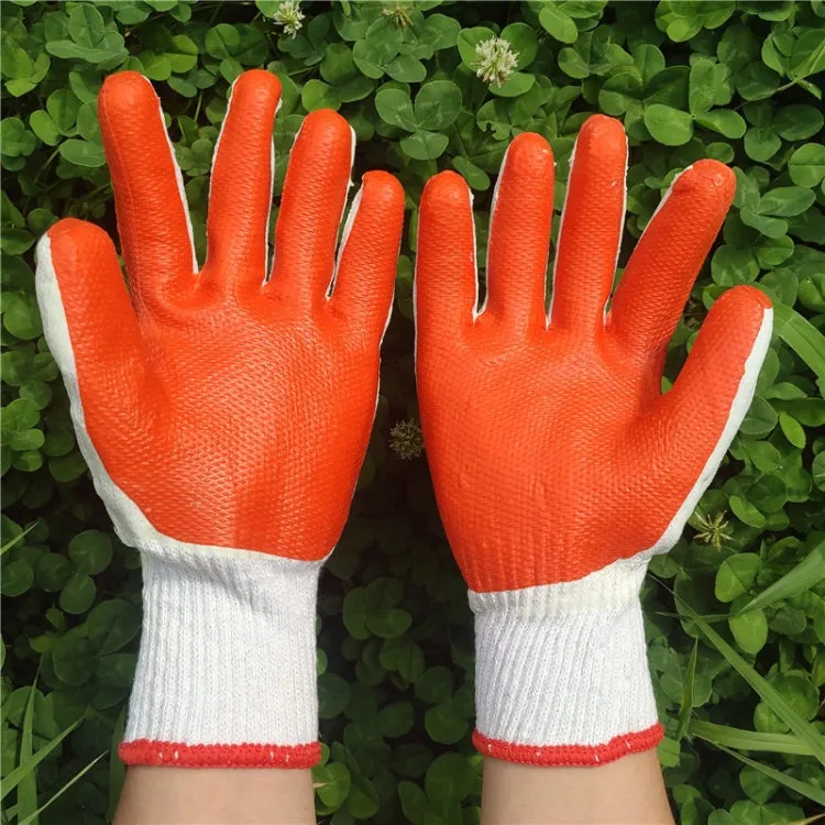 12 Pairs Thickened Rubber Coated Labor Insurance Rubber Gloves(Red)