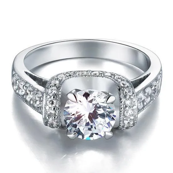 1.25 Carat Created Zirconia Solid 925 Sterling Silver Wedding Engagement Ring MJXFR8037