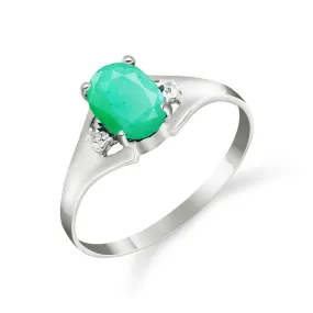 1.26 Carat 14K Solid White Gold Necklaceessary Ground Emerald Diamond Ring