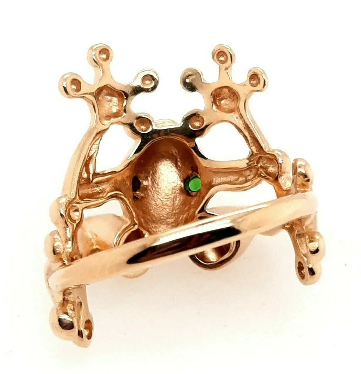 14ct Yellow Gold Frog Ring with Emerald Eyes