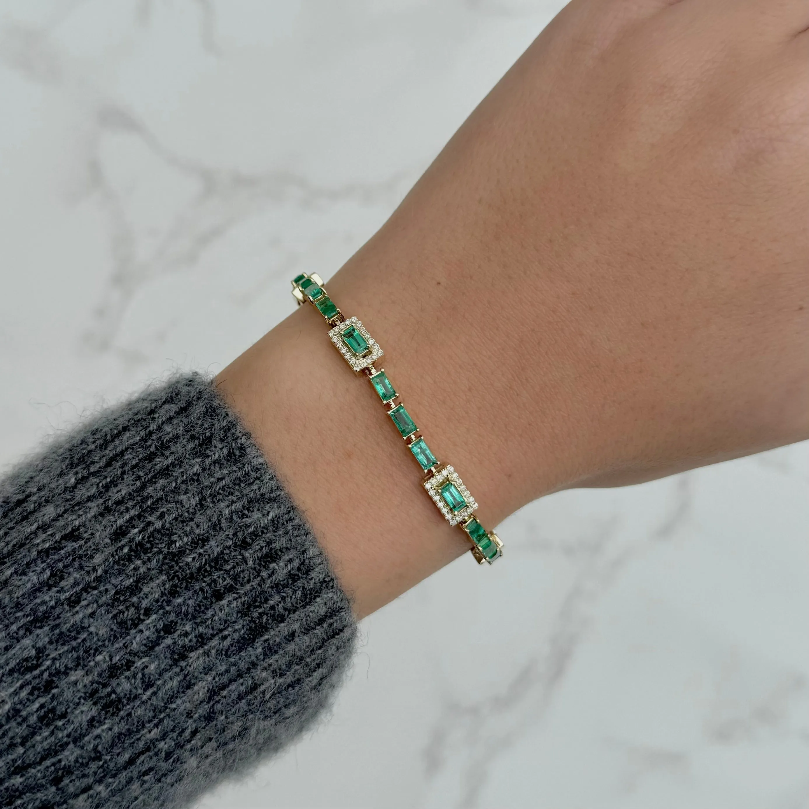 14K GOLD DIAMOND EMERALD MARGO BRACELET