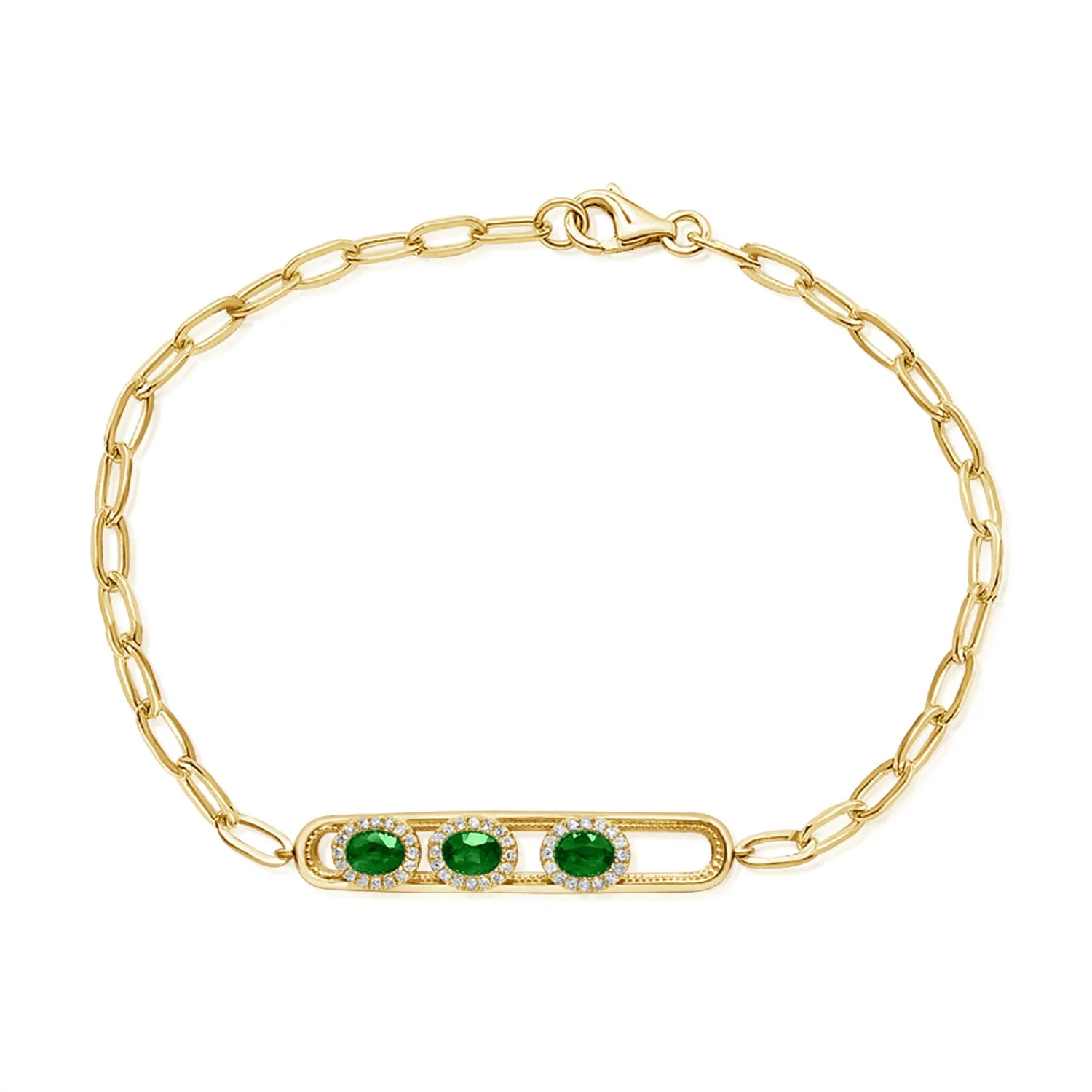 14K GOLD DIAMOND EMERALD SIMA SLIDER BRACELET