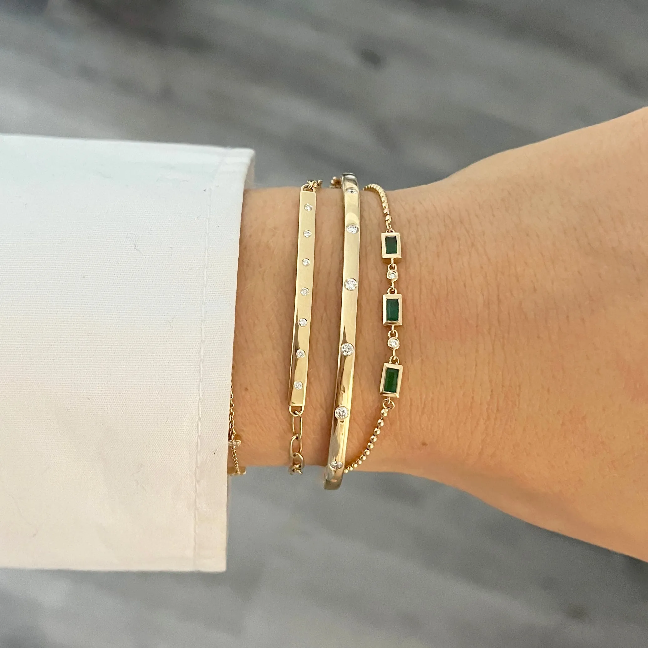 14K GOLD DIAMOND EMERALD STASSI BRACELET