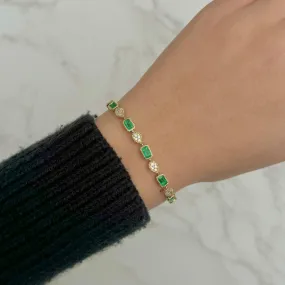 14K GOLD DIAMOND EMERALD TALIA BRACELET