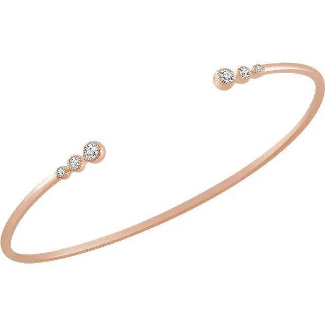 14k Gold Graduated Diamond Bangle Bracelet