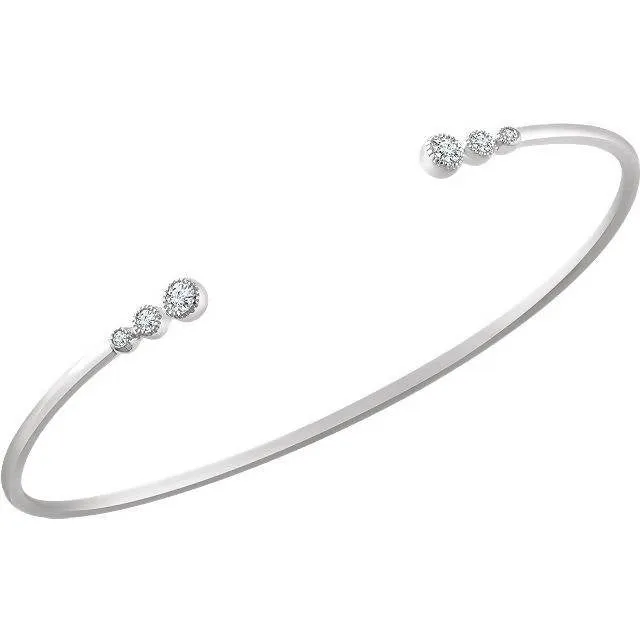 14k Gold Graduated Diamond Bangle Bracelet