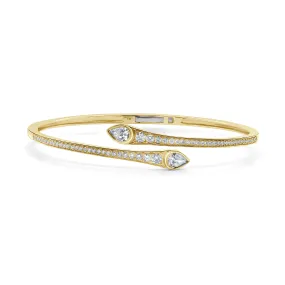 14K Gold Round & Pear Shape Diamond Bangle - 1.13