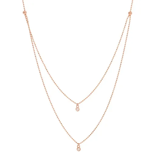 14k Layered Diamond Drop Necklace