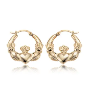 14k Medium Claddagh Hoop Earrings