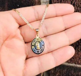 14K Real Gold Filled Virgen de Guadalupe Necklace Pendant 18” 20x14mm Tri-color / Dije y Cadena de la Virgencita de Guadalupe