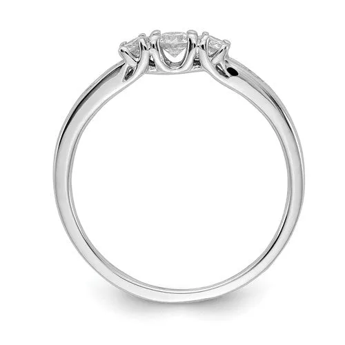 14k White Gold Diamond 3-Stone Ring w/ Channel Accent Stones