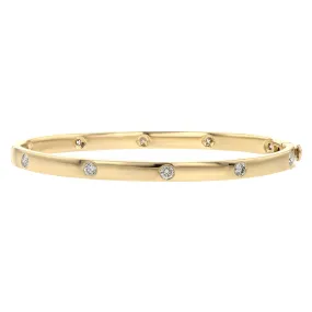 14K Yellow Gold Diamond Hinged Bangle Bracelet