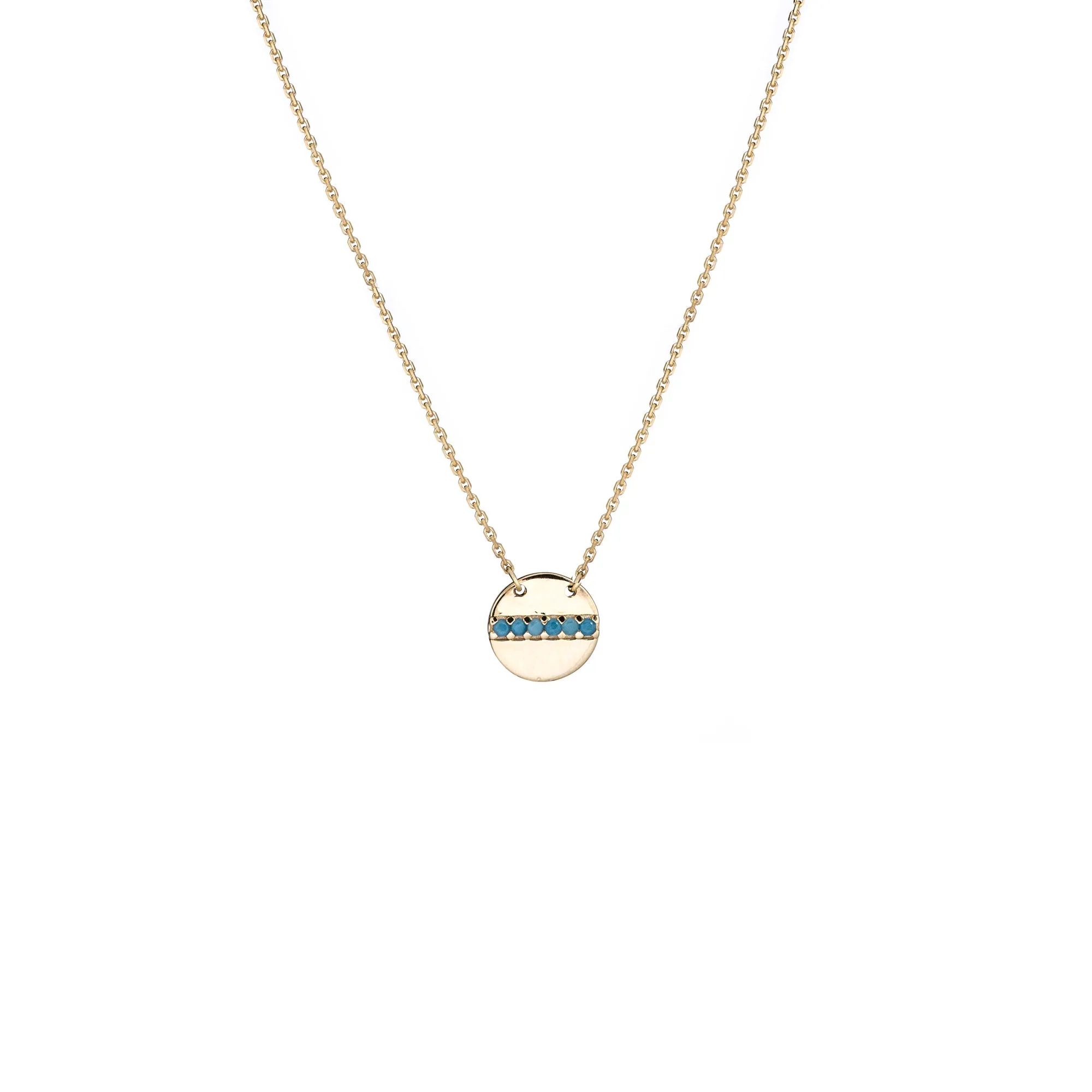 14K Yellow Gold Disc Pendant Necklace, 16" To 18" Adjustable