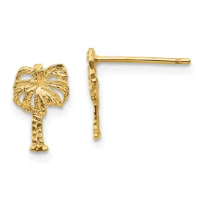 14k Yellow Gold Palm Tree Post Earrings