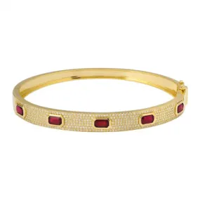 14k Yellow Gold Ruby Sapphire Diamond Bangle