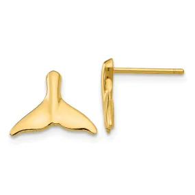 14k Yellow Gold Whale Tail Post Earrings