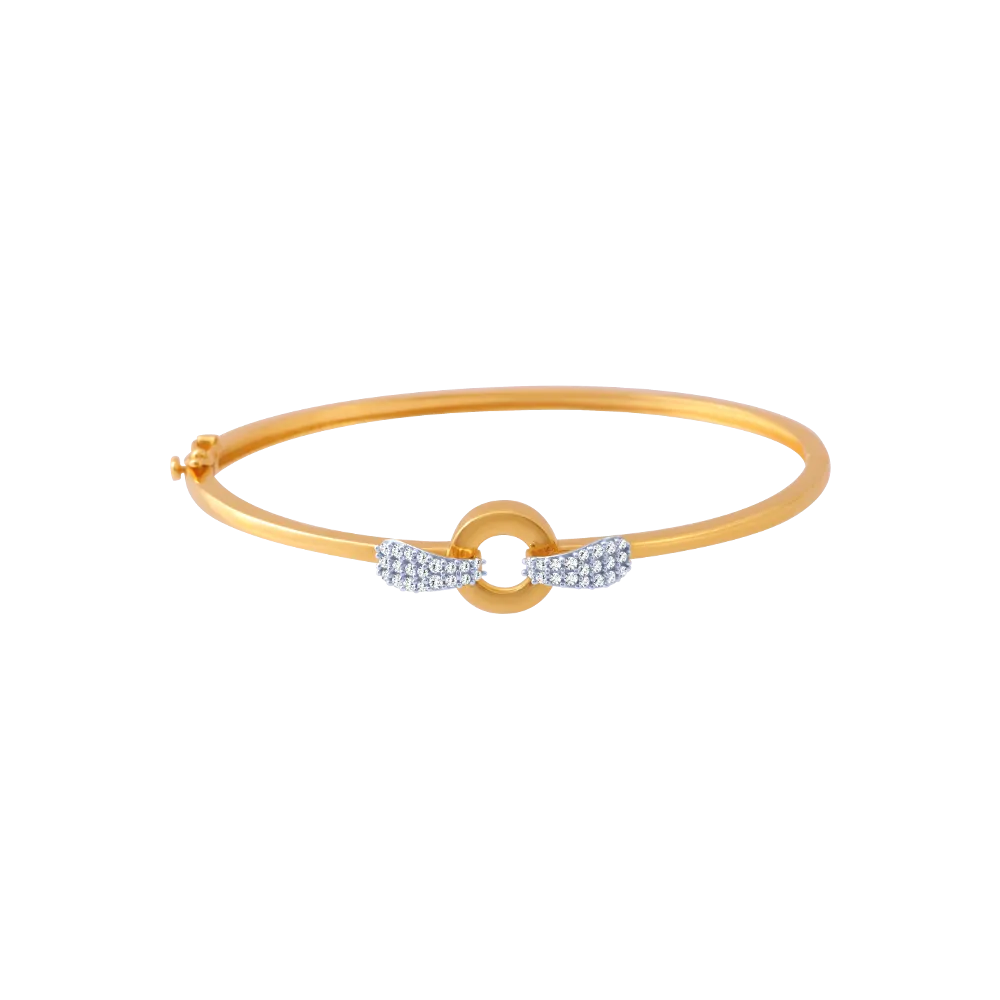 14KT (585) Yellow Gold And American Diamond Bangle For Women