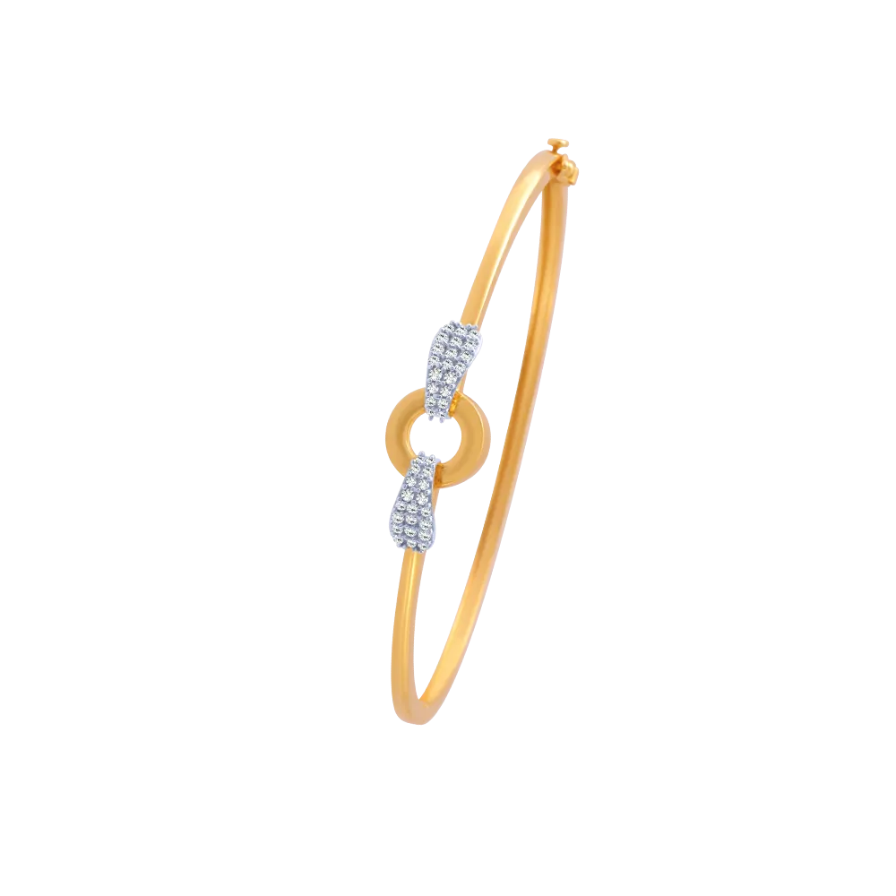 14KT (585) Yellow Gold And American Diamond Bangle For Women