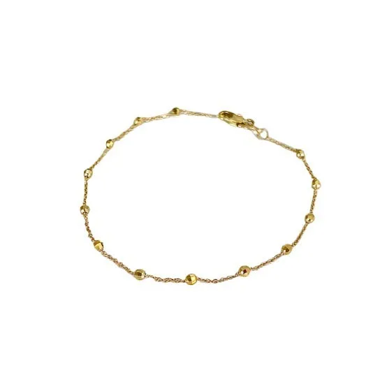 14Kt Solid Yellow Gold Diamond Cut Sparkly Ball Bracelet