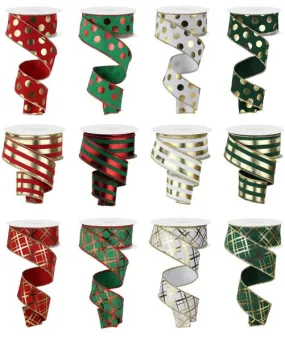 1.5" X 10Yd 12 Assorted Christmas Metallic Asst   RW8116