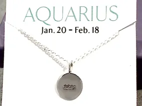 16" - 18" Sterling Silver Aquarius Zodiac Necklace