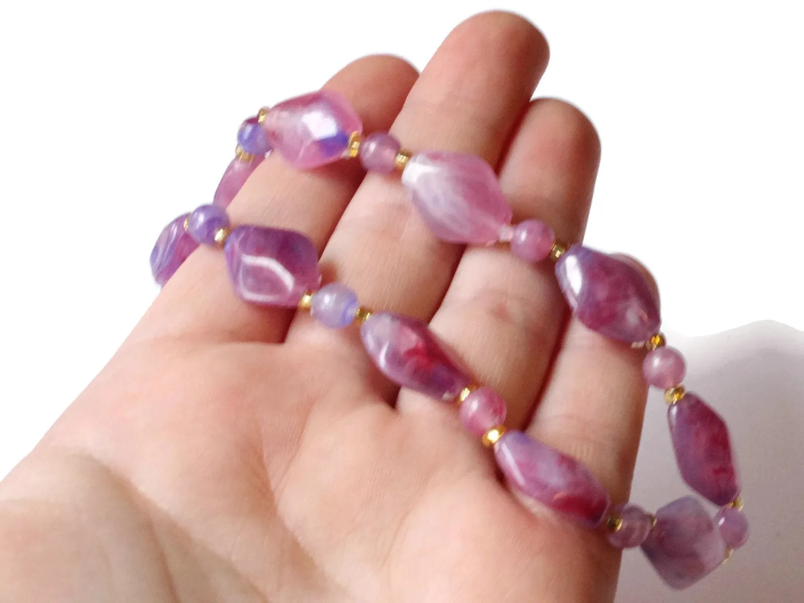 18 Inch Purple Beaded Choker Necklace