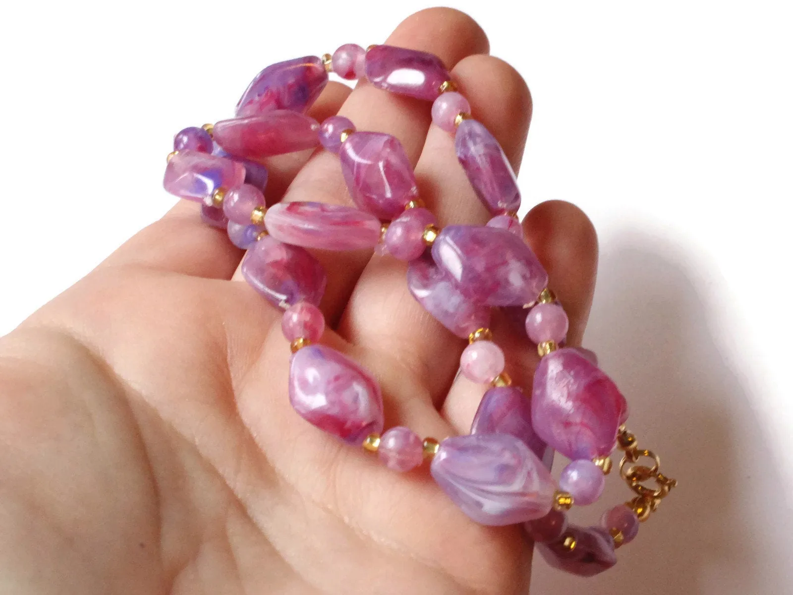 18 Inch Purple Beaded Choker Necklace