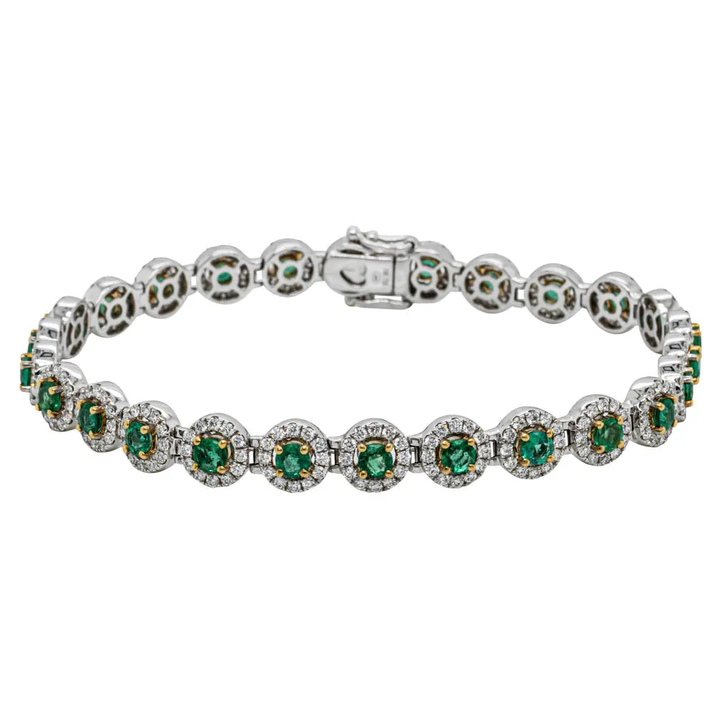 18ct White Gold Emerald & Diamond Eclipse Bracelet