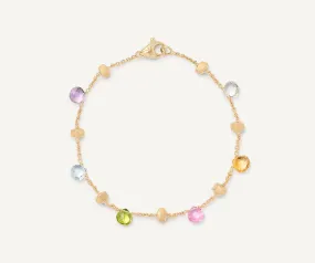 18K Yellow Gold Single-Strand Gemstone Bracelet