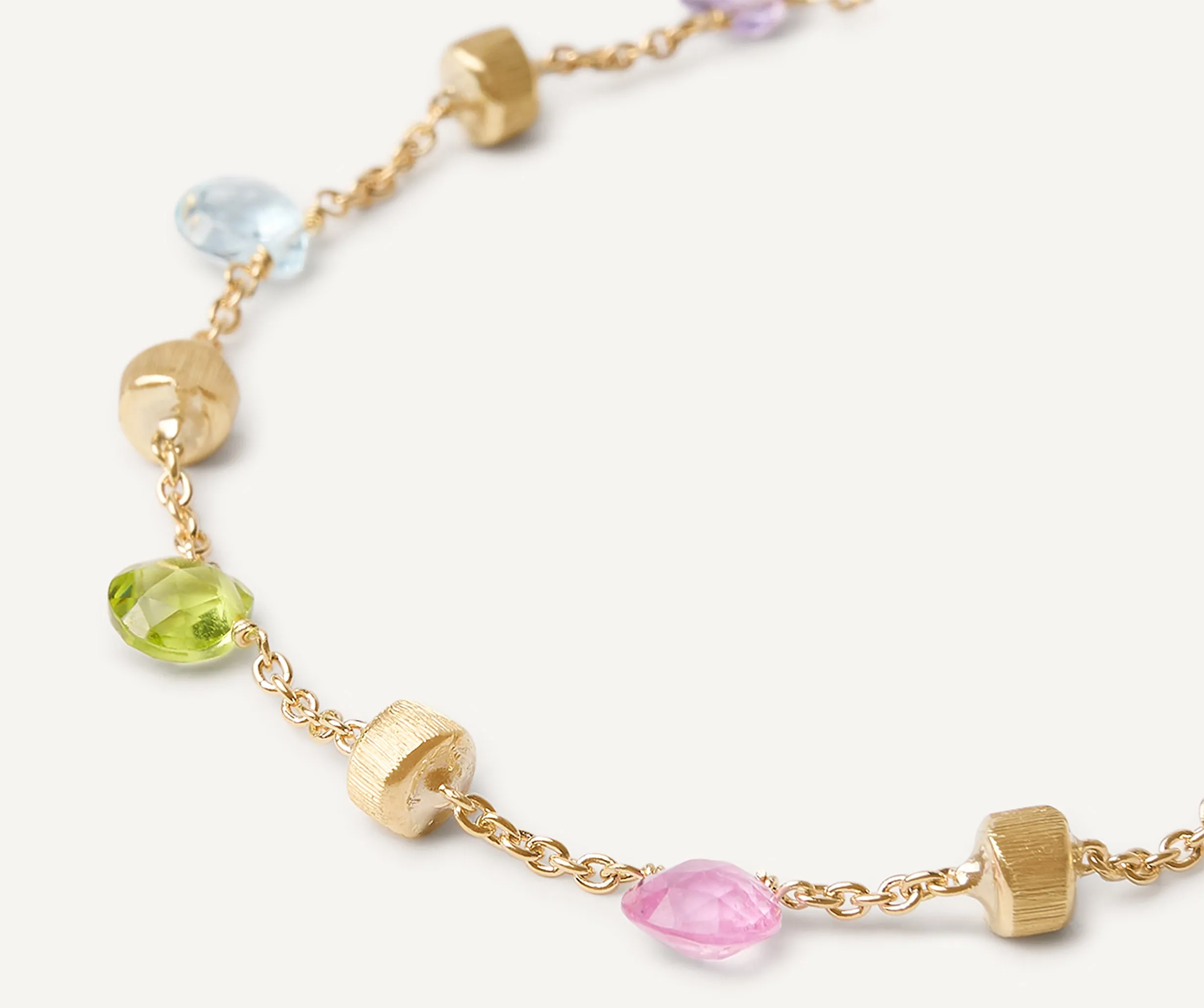 18K Yellow Gold Single-Strand Gemstone Bracelet