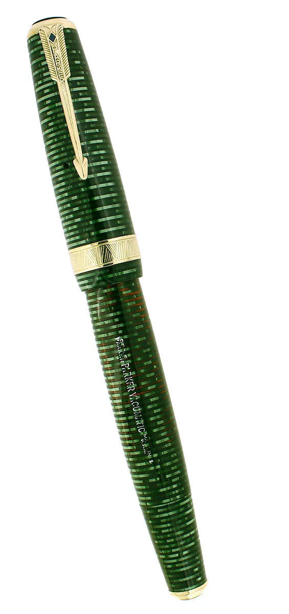 1941 PARKER SENIOR MAXIMA EMERALD PEARL VACUMATIC DOUBLE JEWEL FOUNTAIN PEN RESTORED