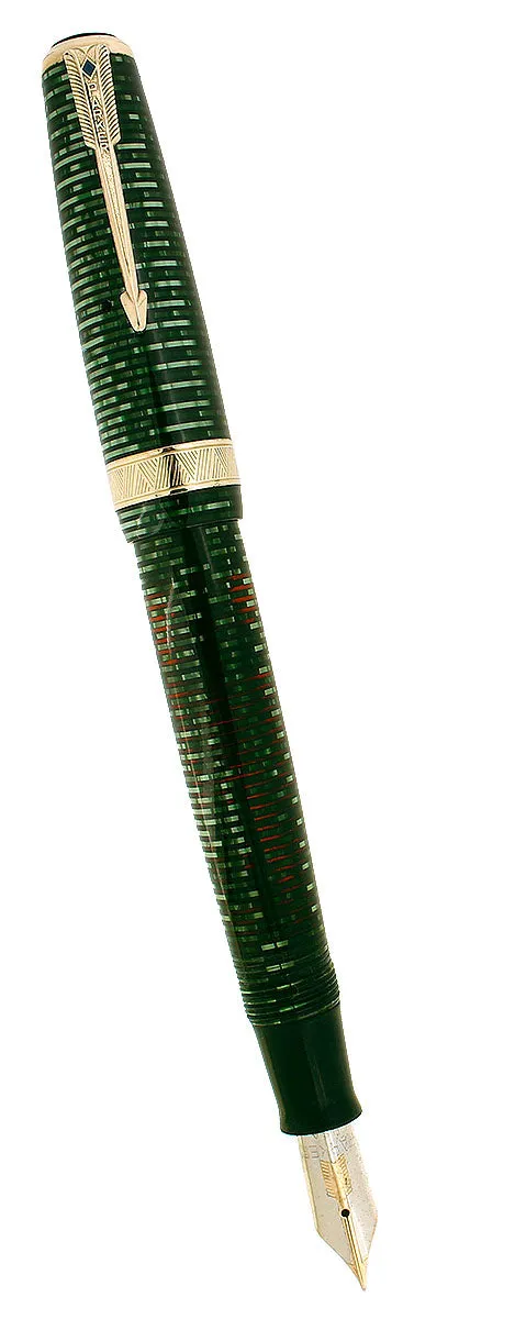 1941 PARKER SENIOR MAXIMA EMERALD PEARL VACUMATIC DOUBLE JEWEL FOUNTAIN PEN RESTORED