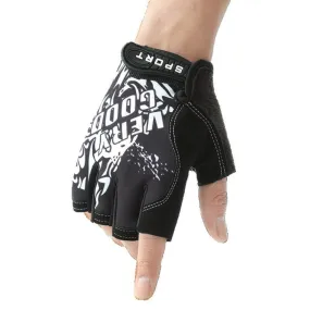 1pair Outdoor Sports Light and Breathable Summer Non-slip Fitness Half-finger Gloves(Black)