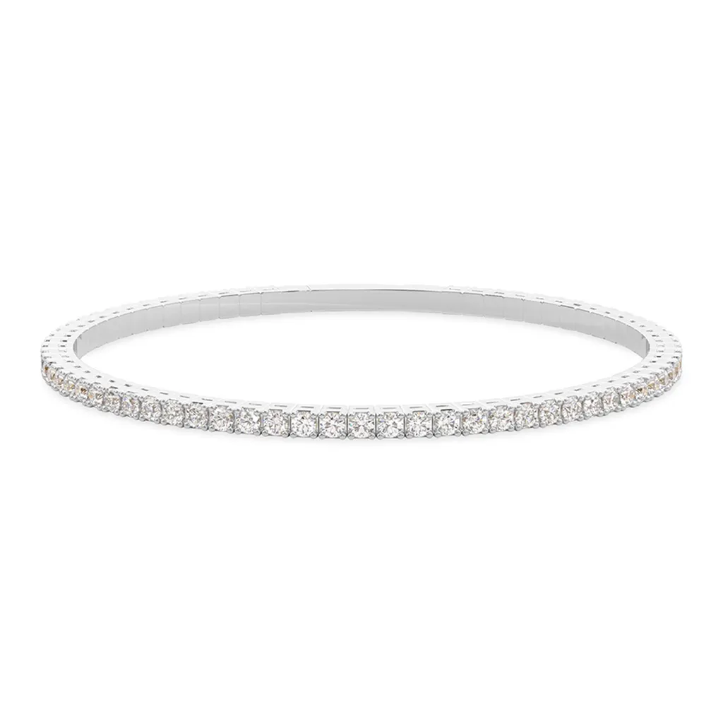 2 Carat Tennis Bangle Flexi 14K White Gold | E-F VS Round Lab-Grown Diamonds