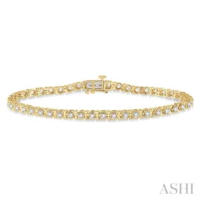 2 ctw Round Cut Diamond Tulip Bracelet in 14K Yellow Gold