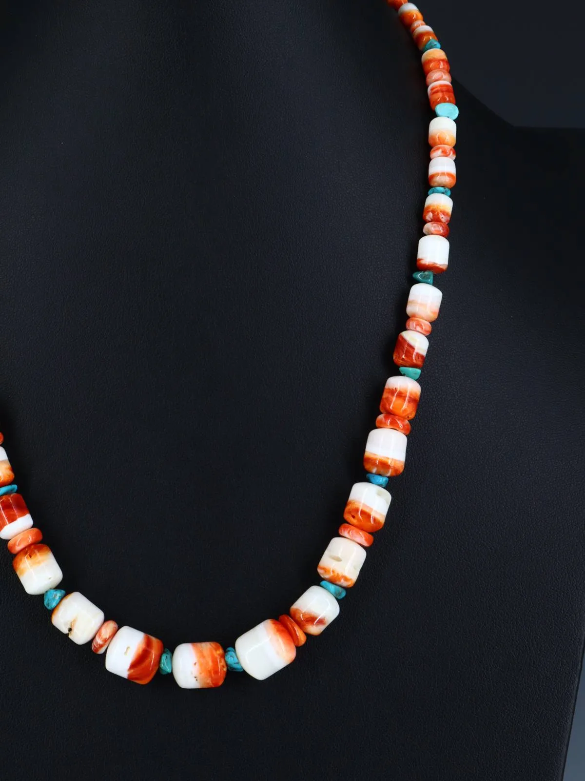 20" Navajo Single Strand Spiny Oyster and Turquoise Necklace