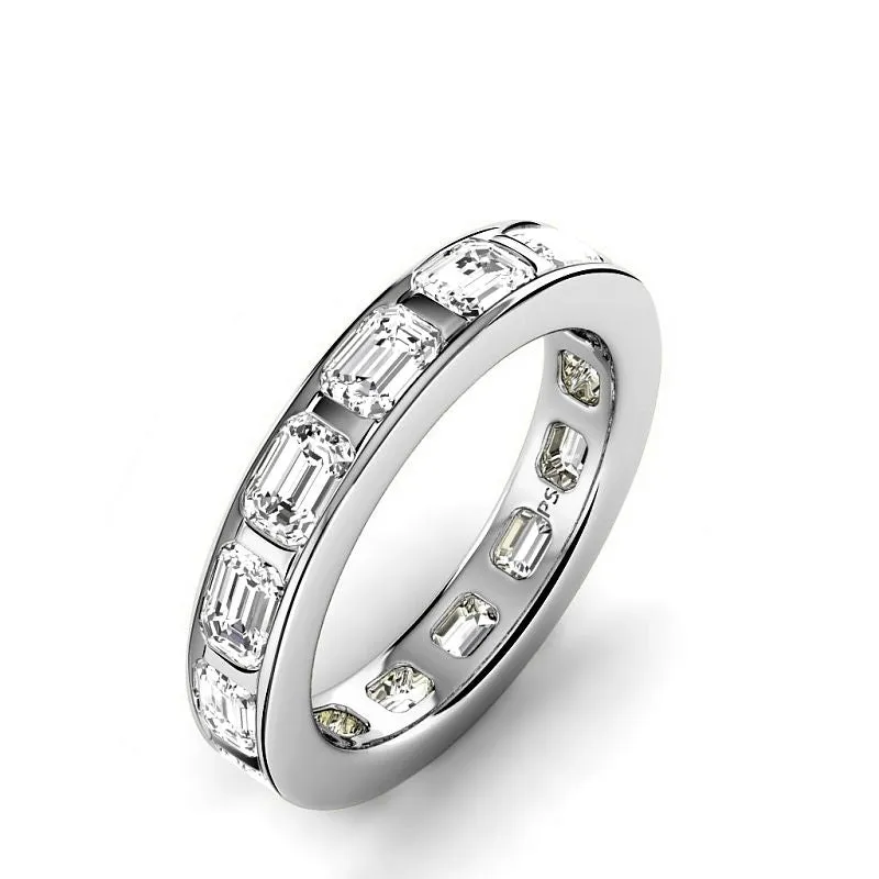 2.50 CT Emerald Cut Lab Grown Diamonds - Eternity Ring