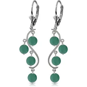 4 Carat 14K Solid White Gold Chandelier Earrings Natural Emerald