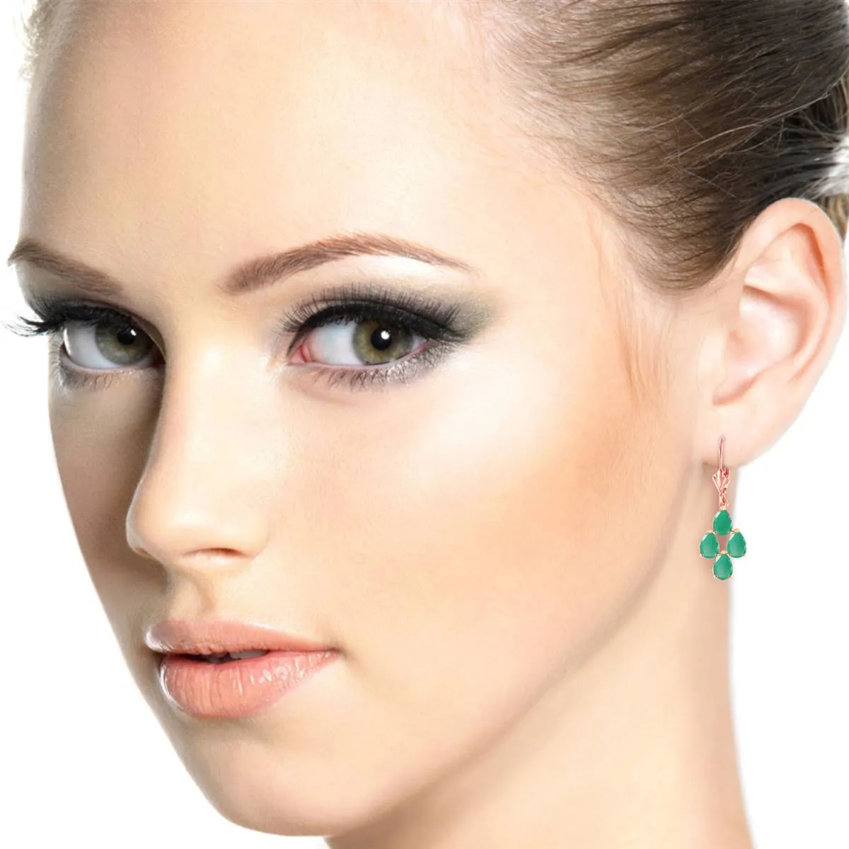 4.5 Carat 14K Solid Rose Gold Emerald Spring Earrings