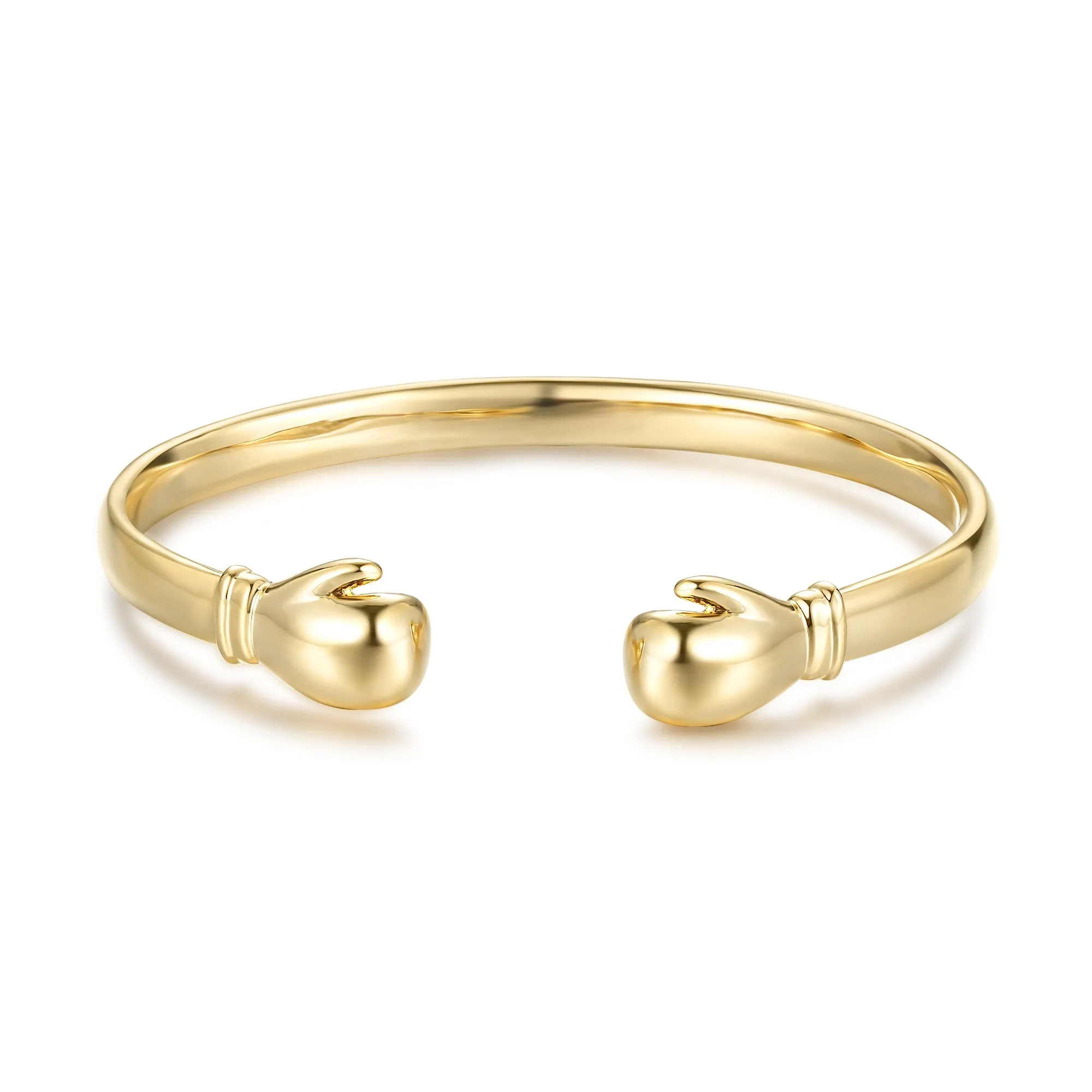 4mm Gold Boxing Glove Torque Bangle Bracelet 7.5/8 Inch