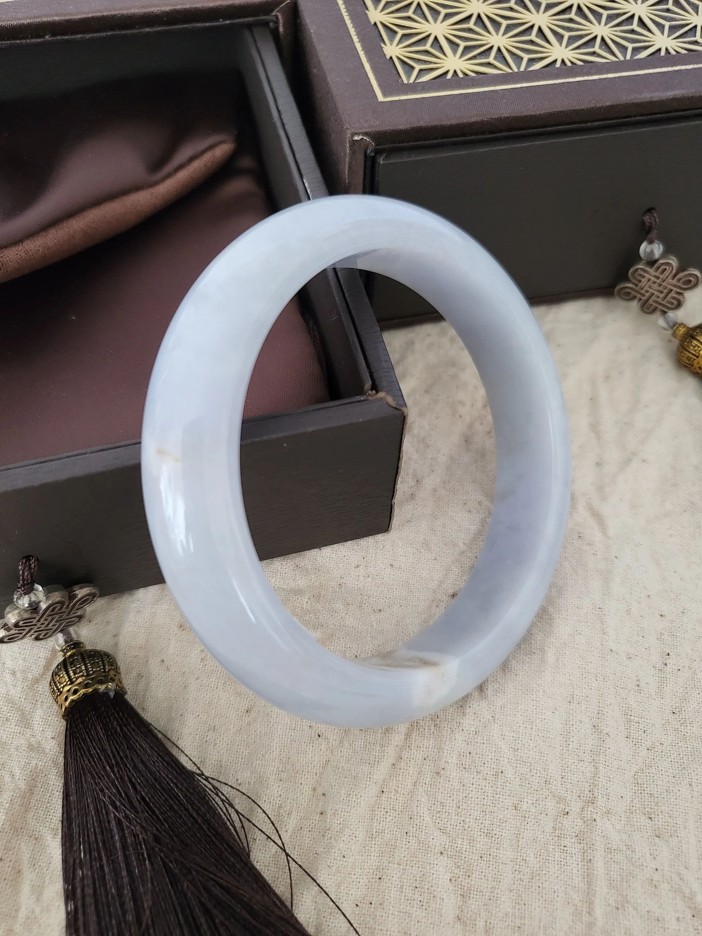 55.6mm Lavender Jadeite Grade A Bangle Natural Burma Jade Purple [LAVENDER DREAMS COLLECTION]